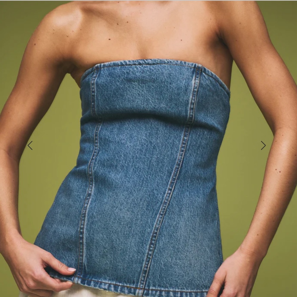 SER.O.YA Christyl Denim Bustier Top Small